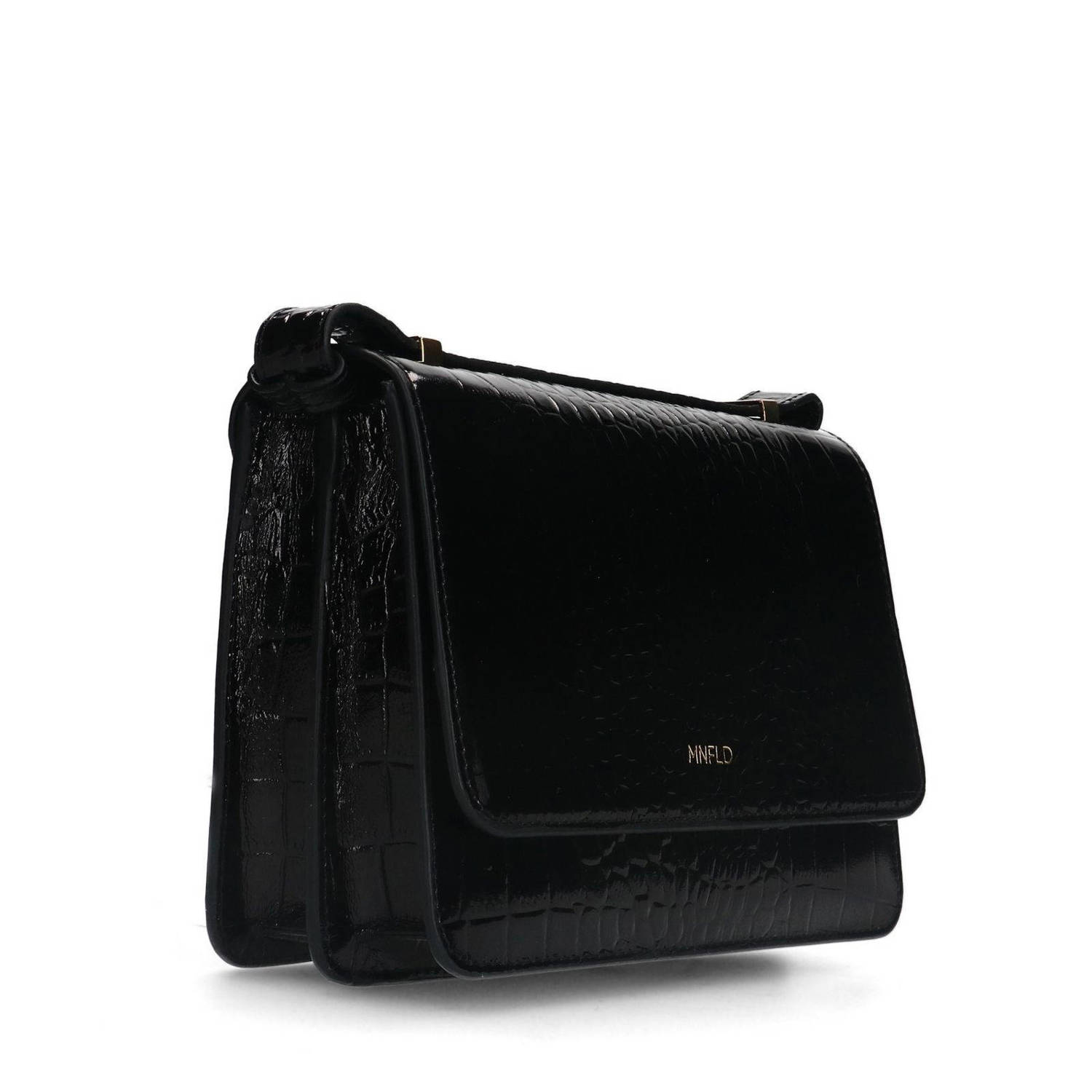 Manfield leren crossbody tas zwart