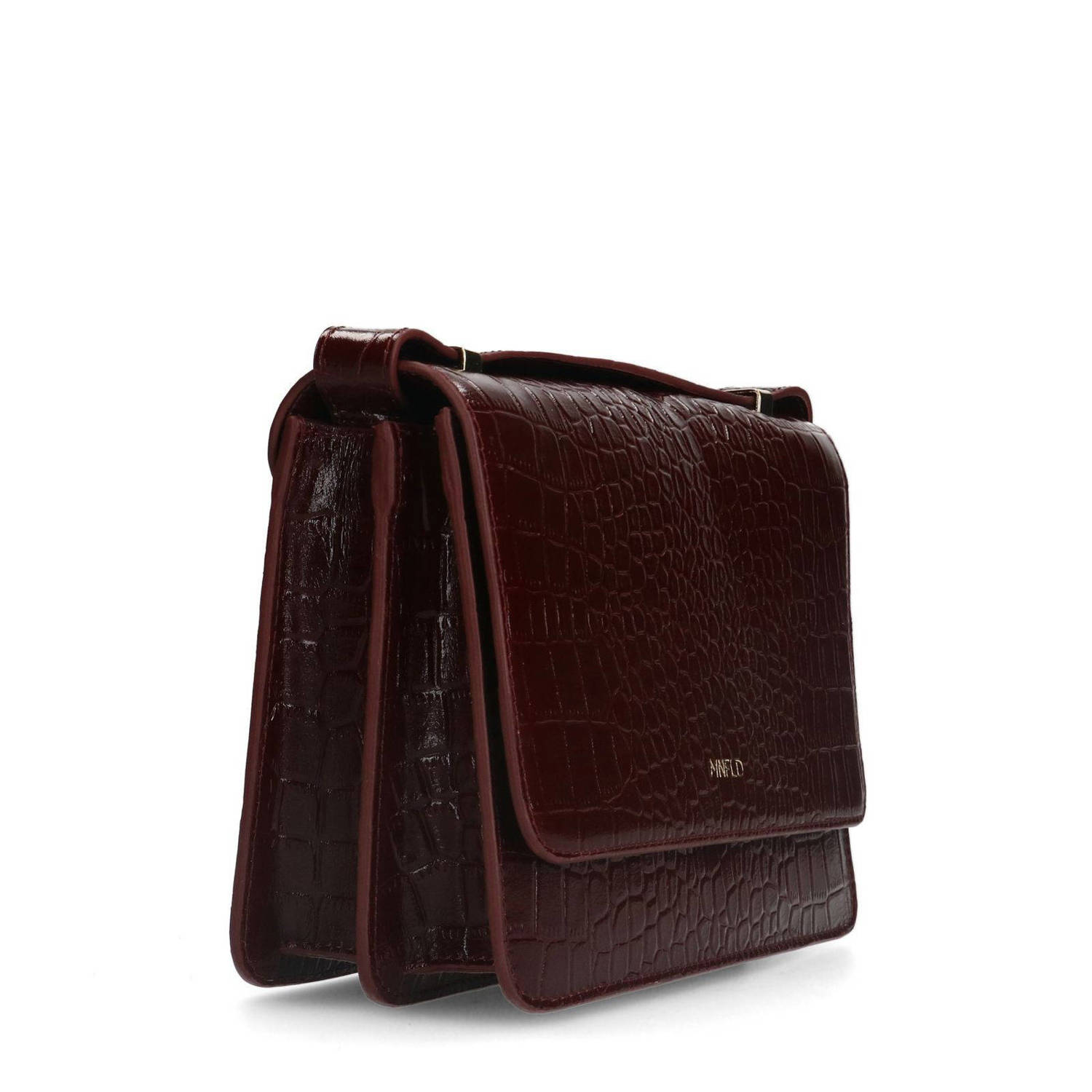 Manfield leren crossbody tas donkerrood