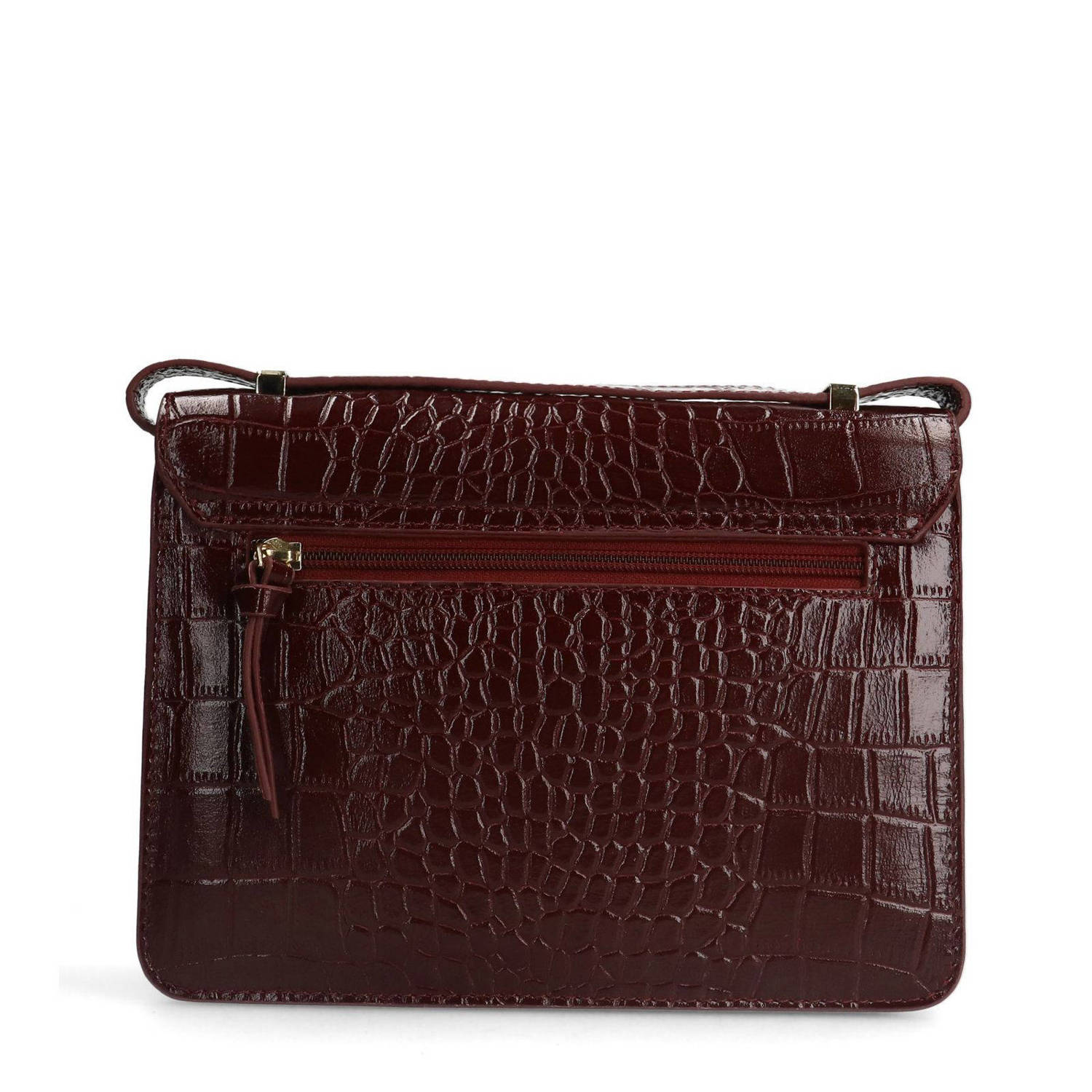 Manfield leren crossbody tas donkerrood
