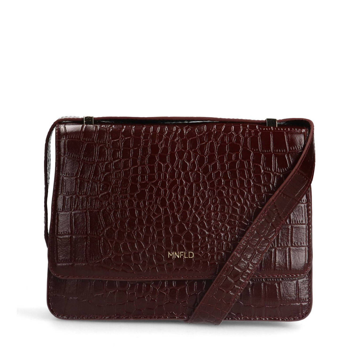 Manfield leren crossbody tas donkerrood