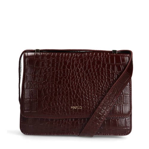 Manfield leren crossbody tas donkerrood afbeelding