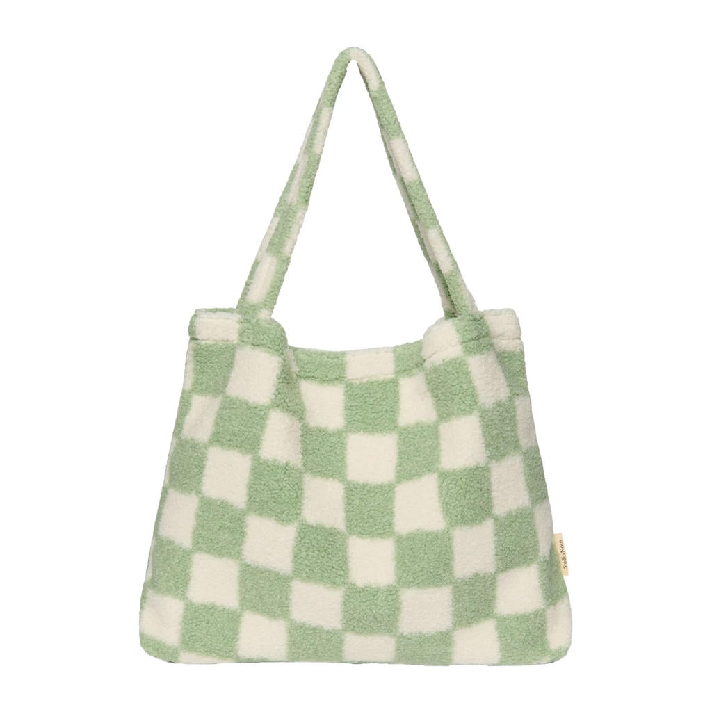 Studio Noos x Binibamba luiertas Checked Teddy Mom Bag groen