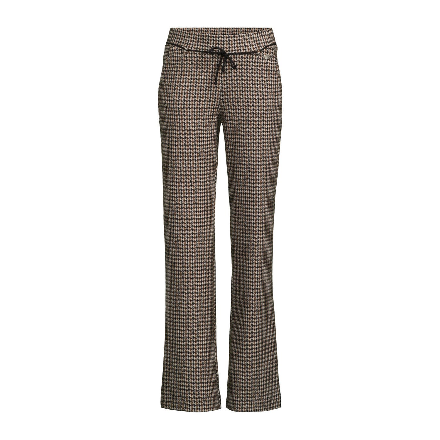 TQ-Amsterdam geruite regular fit broek Romee bruin zwart