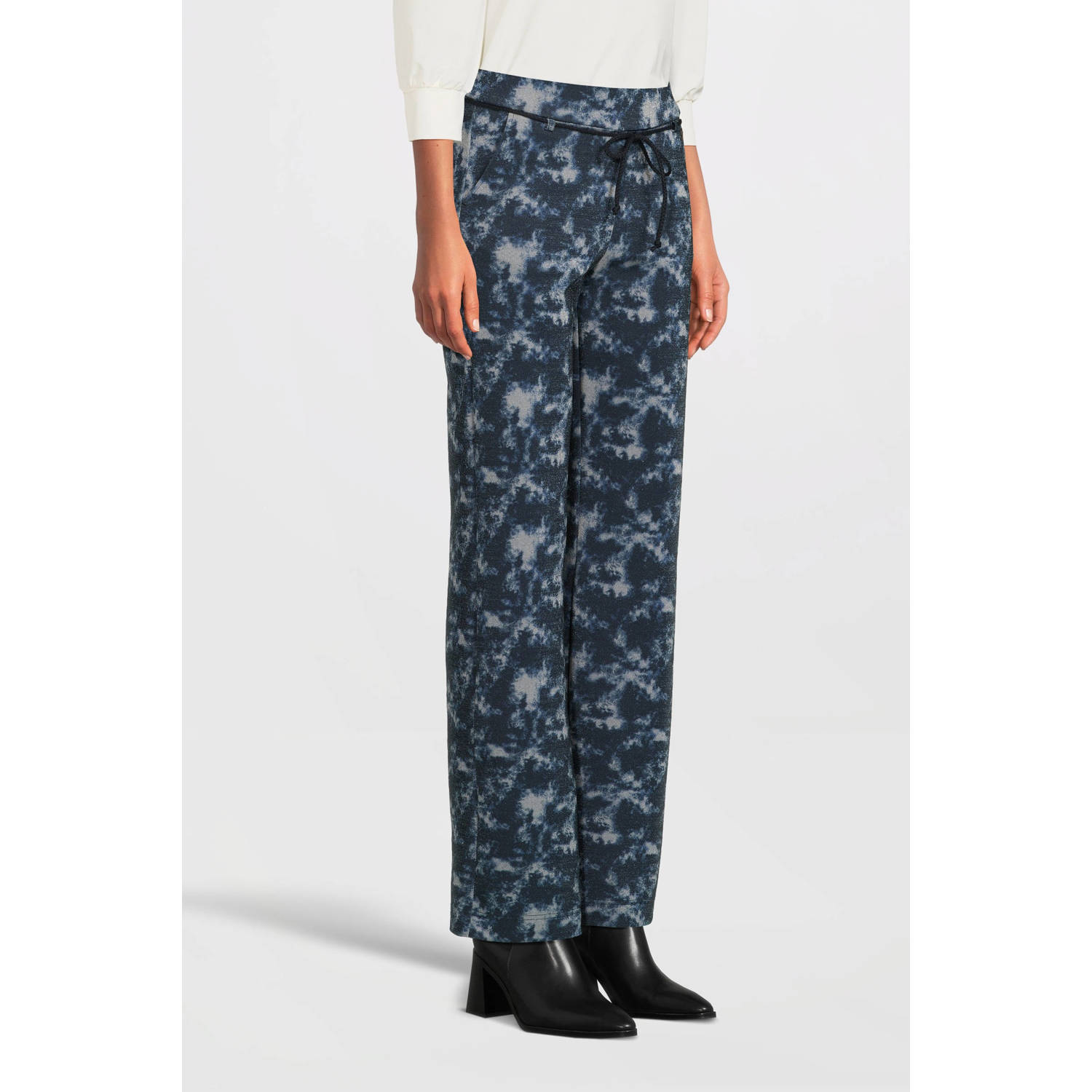 TQ-Amsterdam skinny broek Romee met all over print donkerblauw