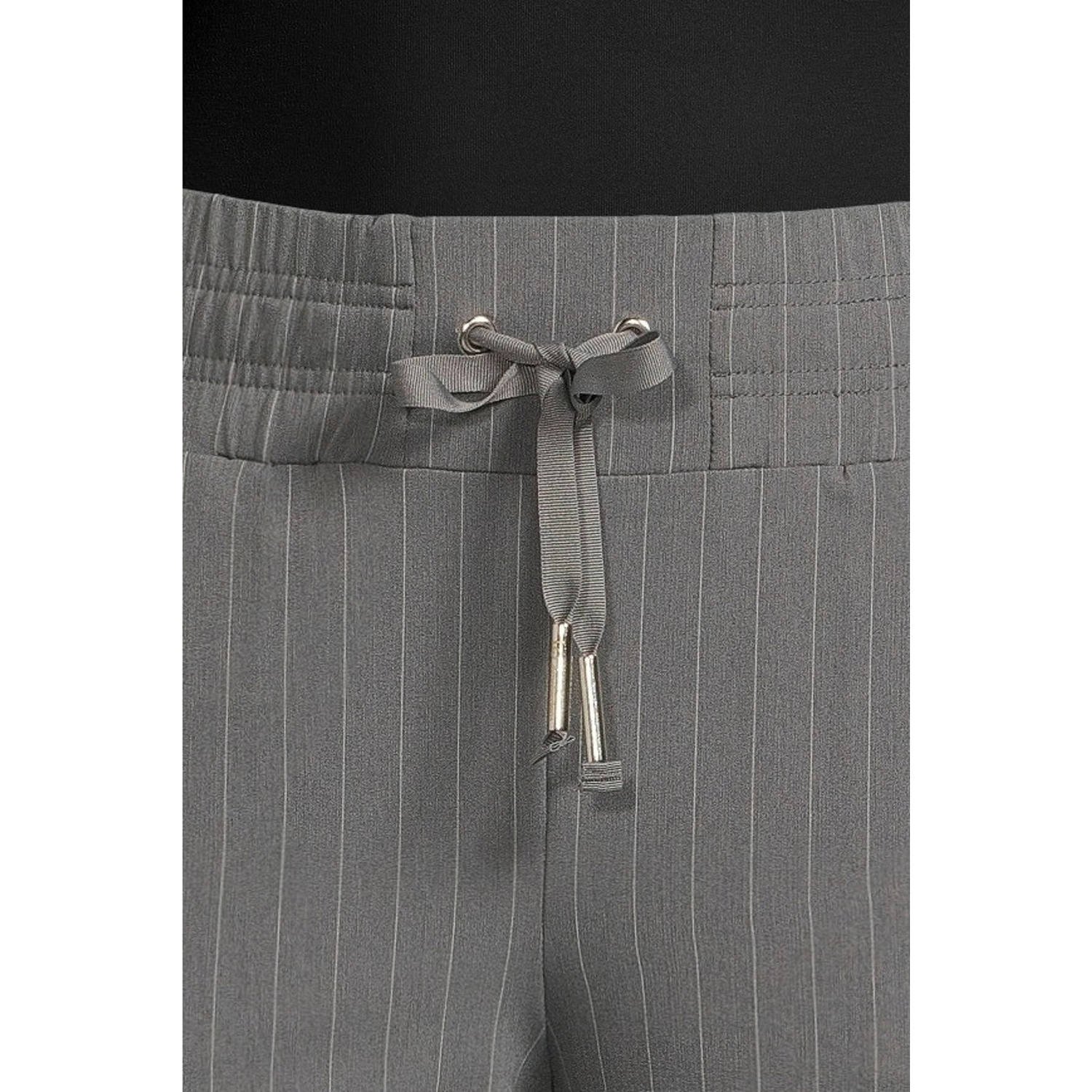 TQ-Amsterdam straight fit broek Tamara met krijtstreep grijs