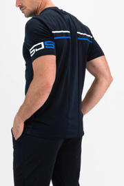 thumbnail: Donkerblauwe heren Sjeng Sports sportshirt Brynn van polyester met korte mouwen en ronde hals