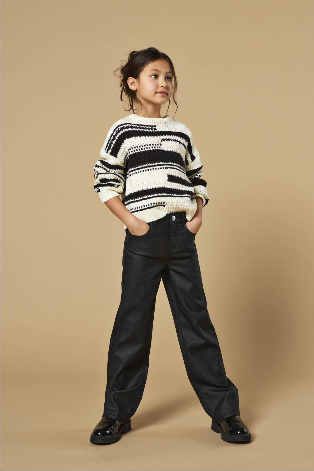KIDS ONLY GIRL coated flared broek KOGJUICY zwart KIDS ONLY GIRL coated flared broek KOGJUICY zwart