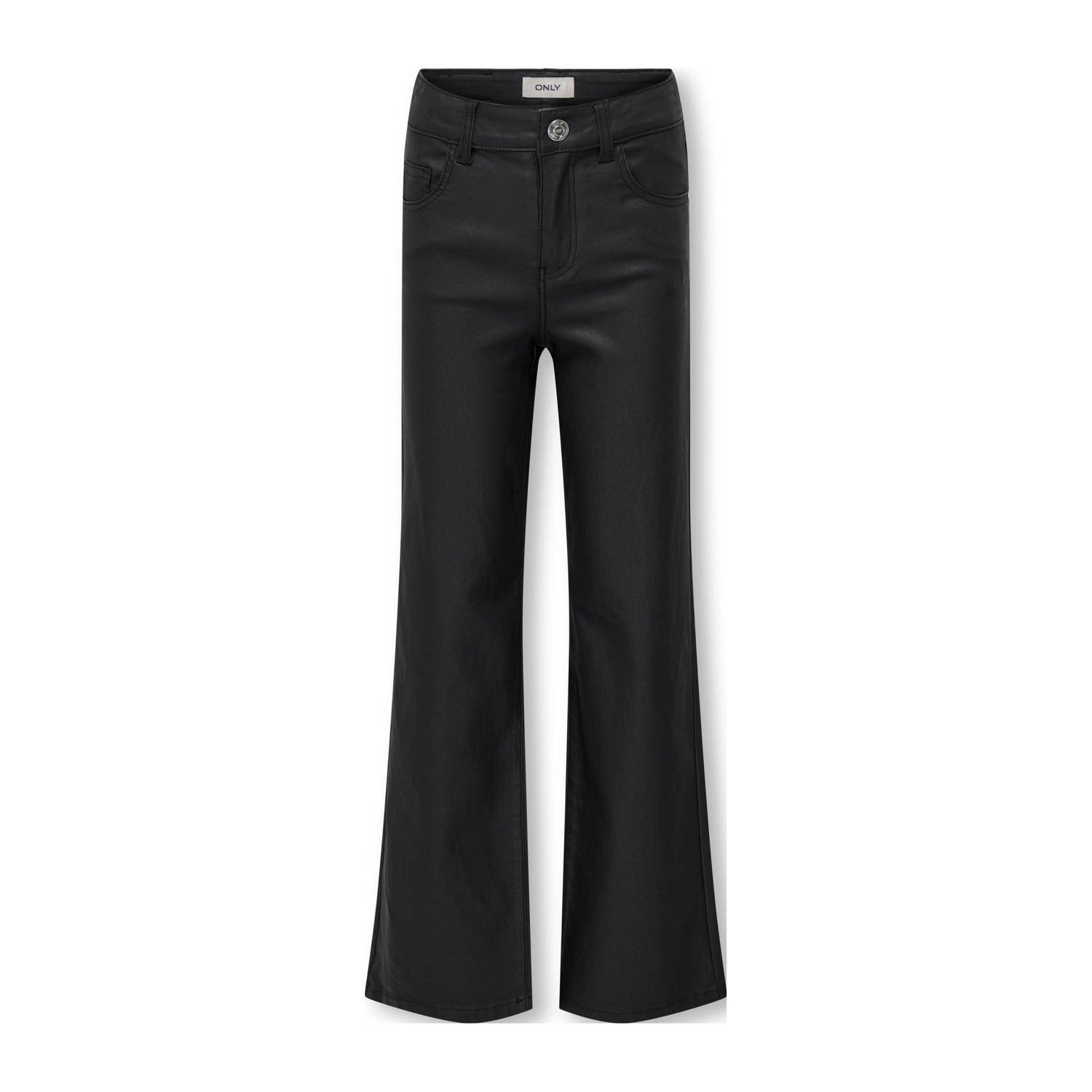 Only KIDS GIRL coated flared broek KOGJUICY zwart Meisjes Viscose Effen 134