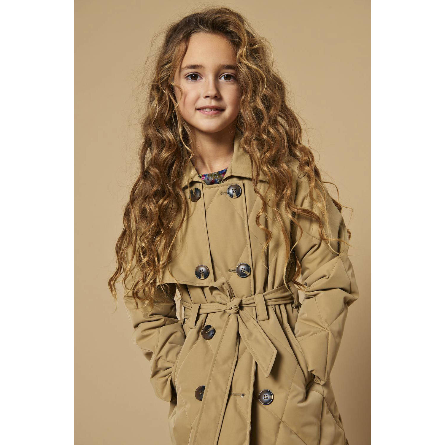 ONLY KIDS GIRL quilted gewatteerde tussenjas KOGMAUDA lichtbruin