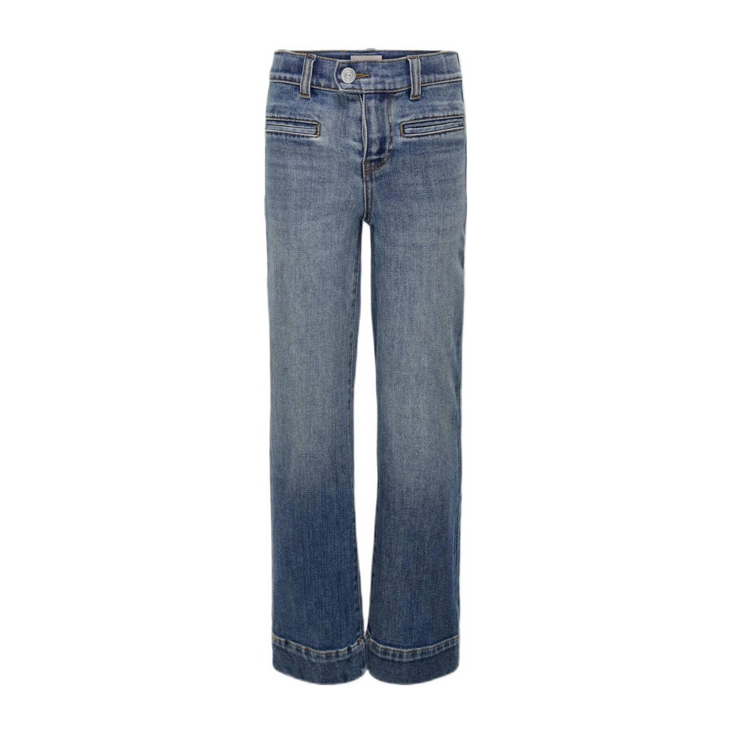 Only KIDS GIRL wide leg jeans KOGJUICY medium blue denim Blauw Effen 116