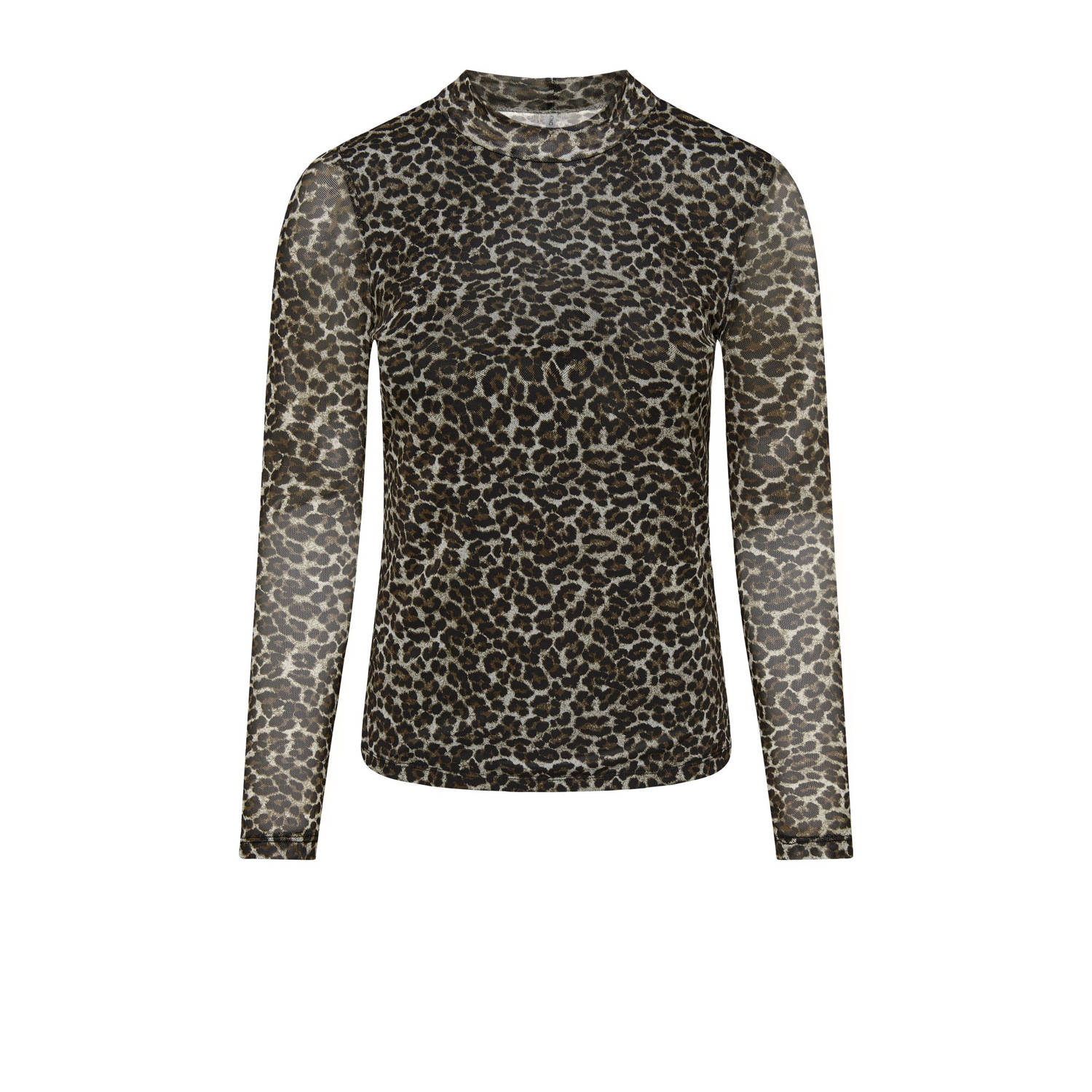 Only KIDS GIRL longsleeve met panterprint grijs beige Meisjes Polyester Ronde hals 134 140