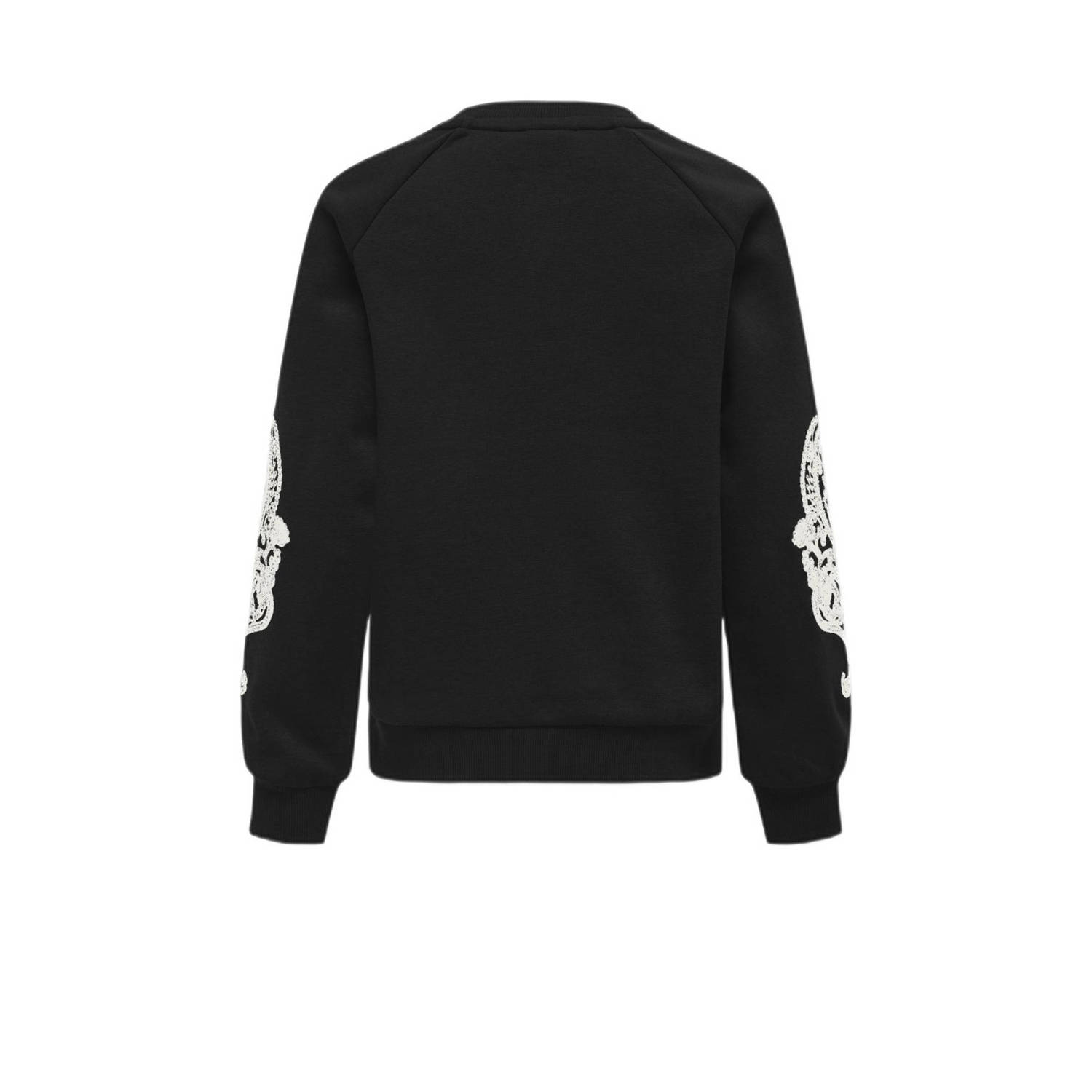 ONLY KIDS GIRL gebloemde sweater KOGEASTON LIFE zwart