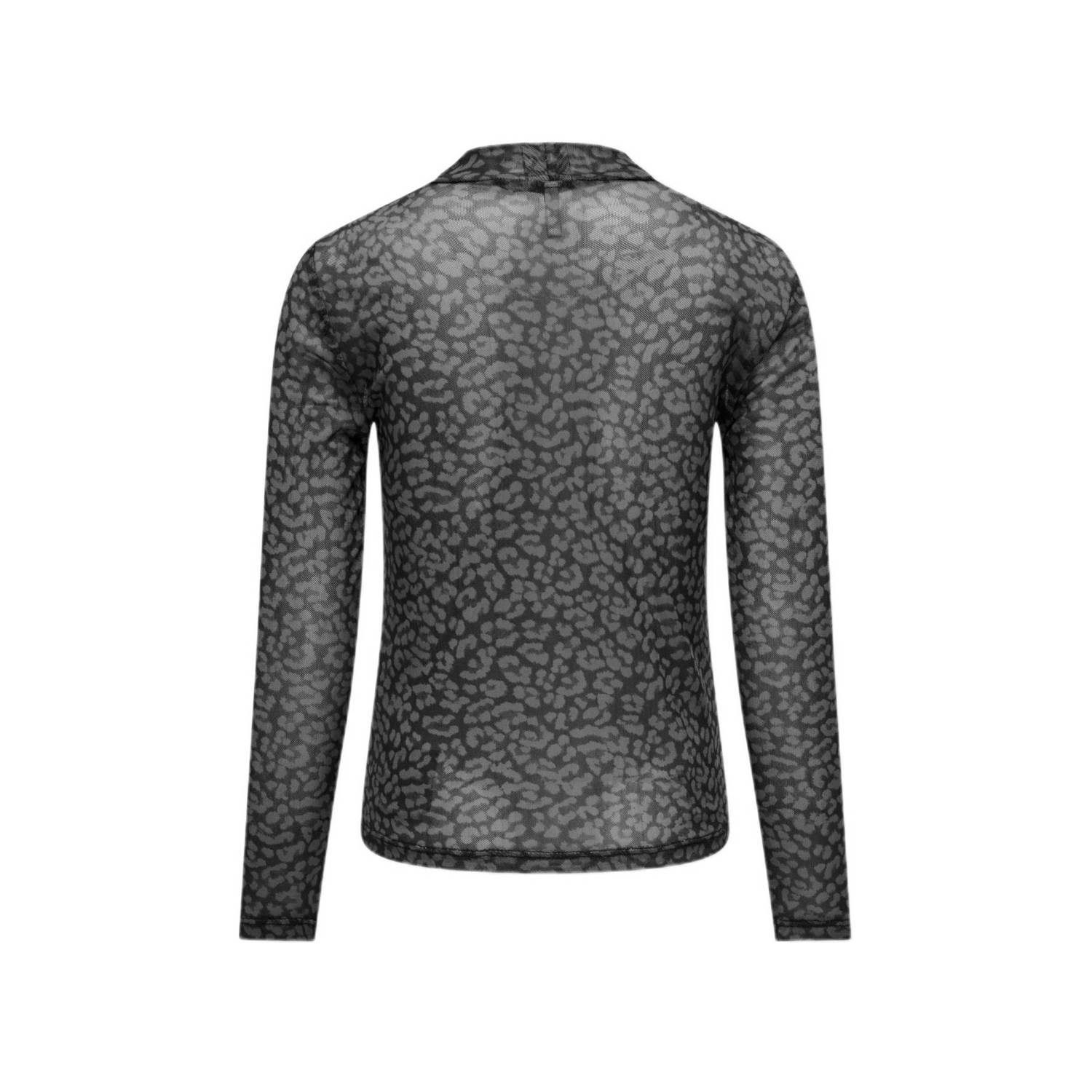 ONLY KIDS GIRL longsleeve met panterprint zwart grijs
