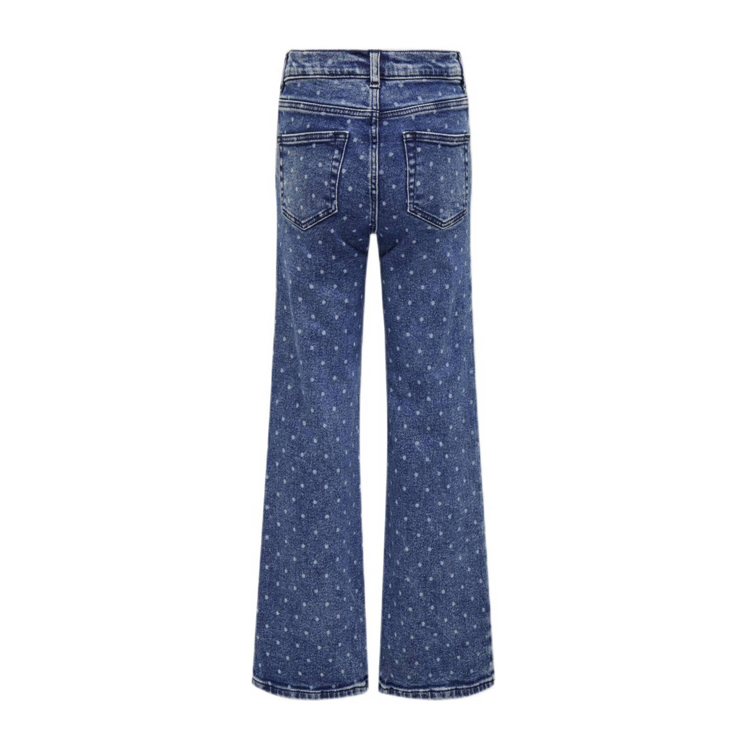 ONLY KIDS GIRL high waist wide leg jeans KOGJUICY LIFE met stippen medium blue denim