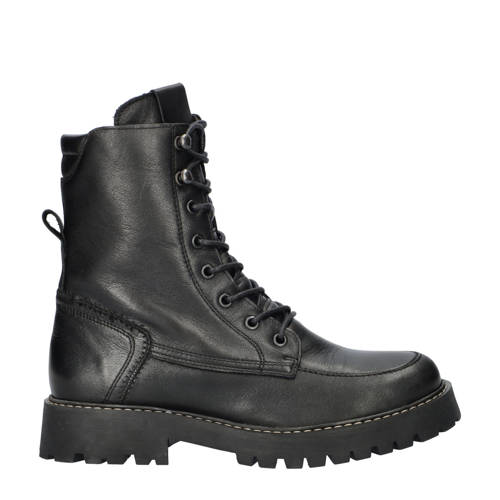 Nelson gevoerde leren veterboots zwart afbeelding