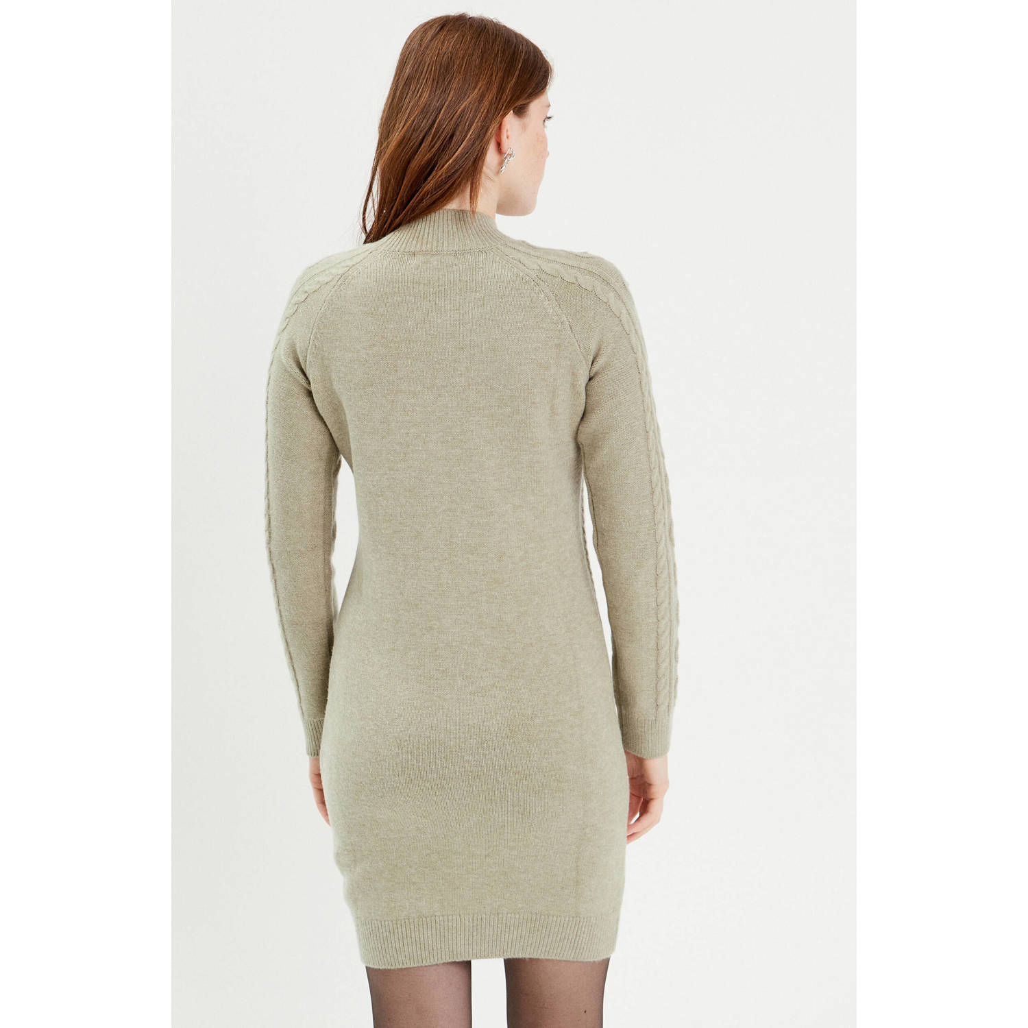 Cache mini jurk met kabels grijsgroen