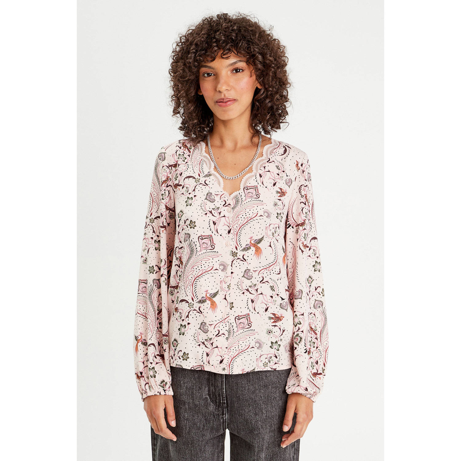 Cache blouse met all over print multi