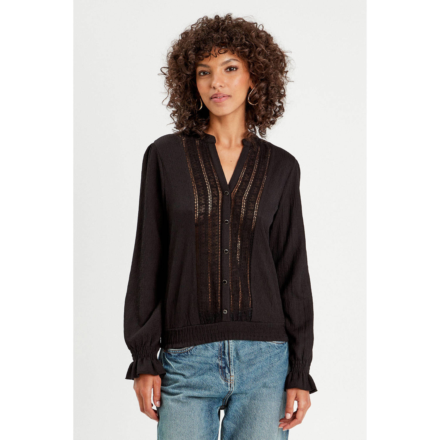 Cache semi-transparante blousetop zwart