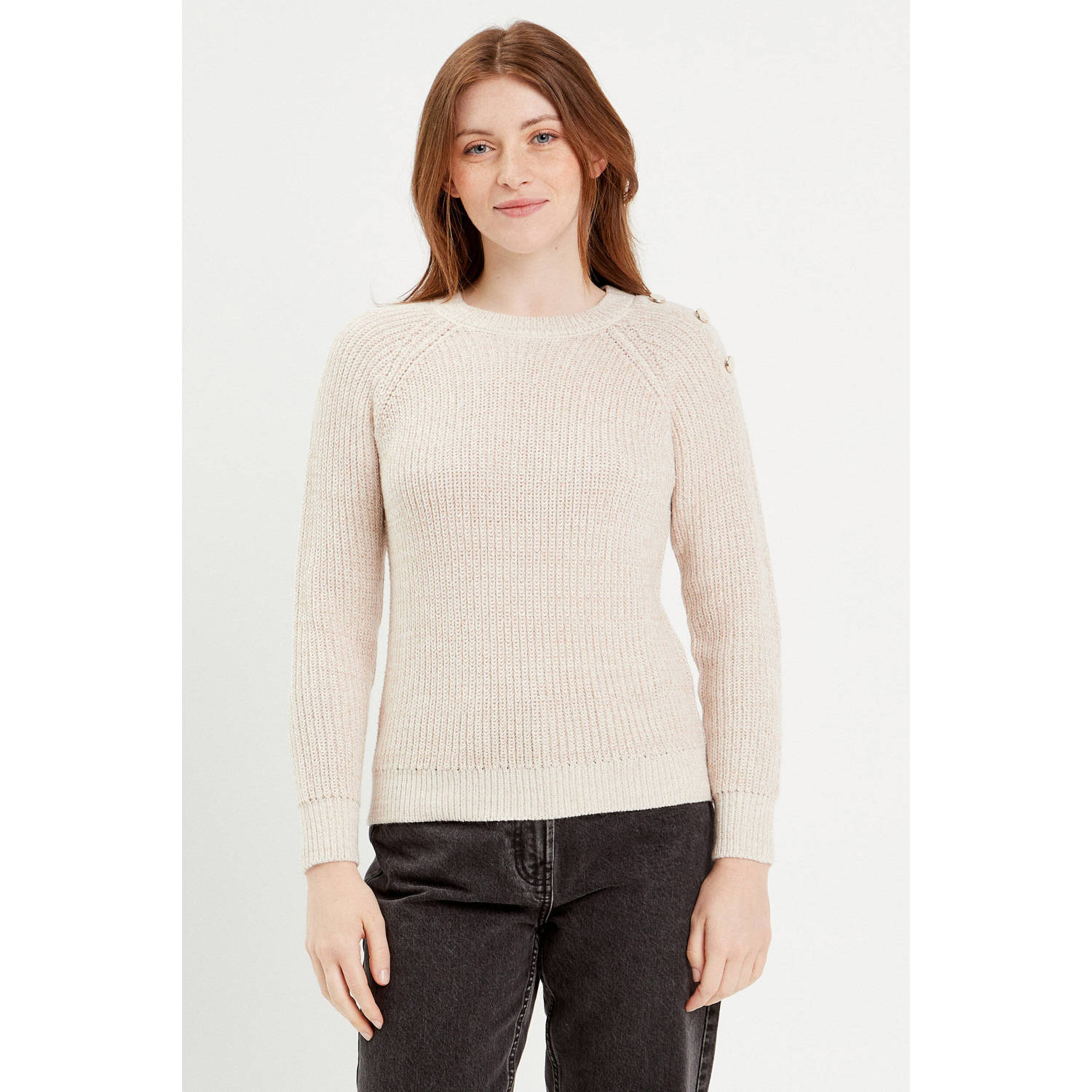 Cache gebreide trui beige