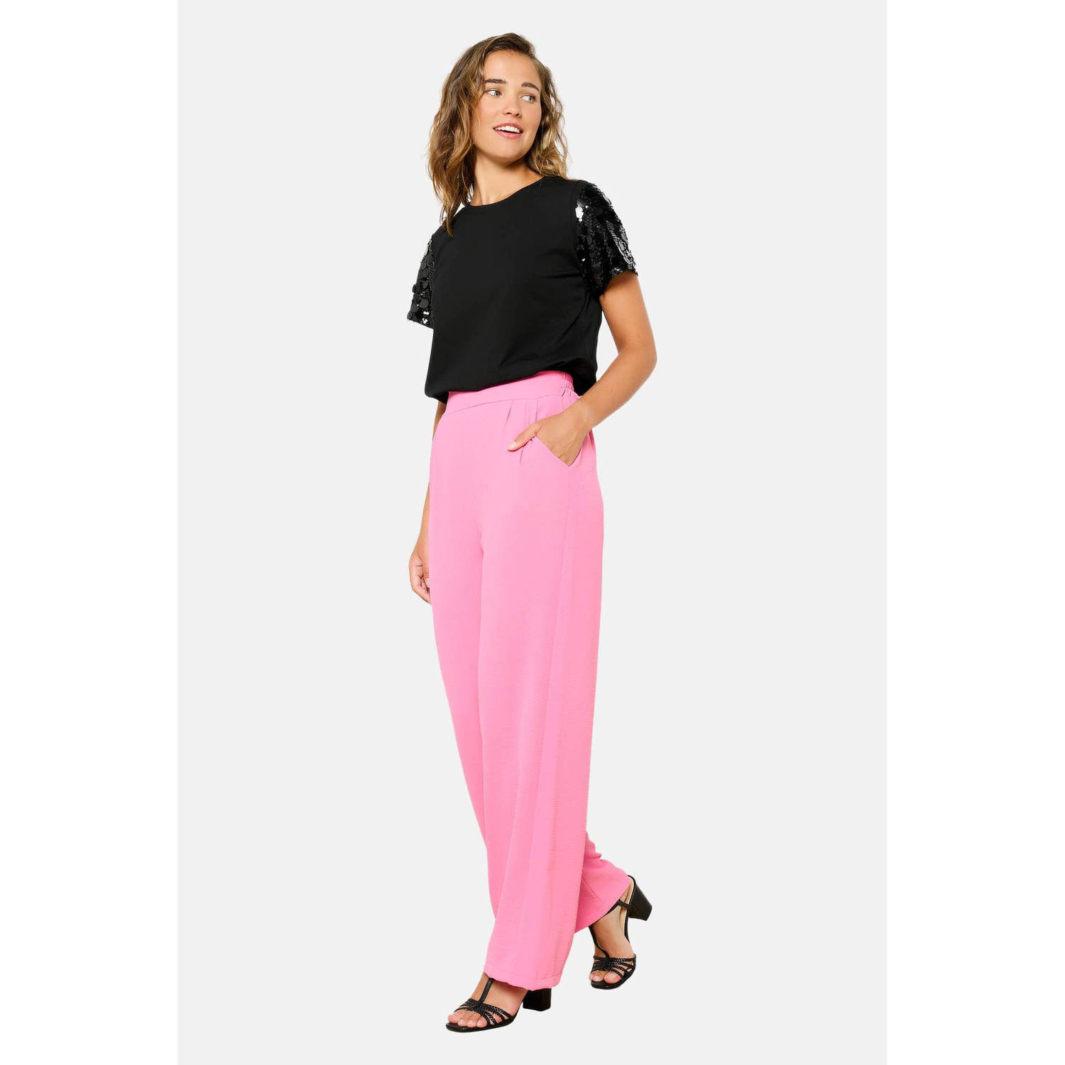 LOLALIZA wide leg broek roze