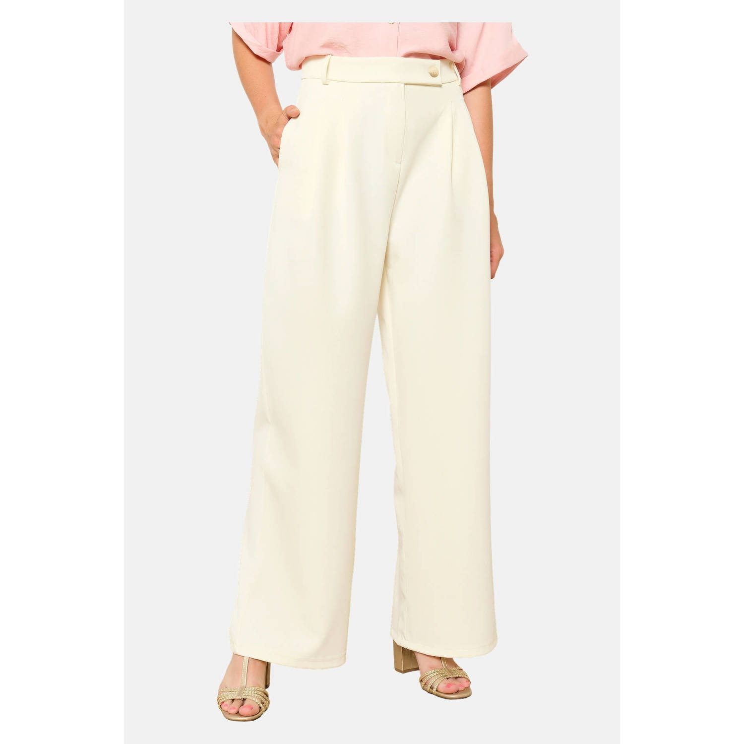 LOLALIZA high waist wide leg broek ecru