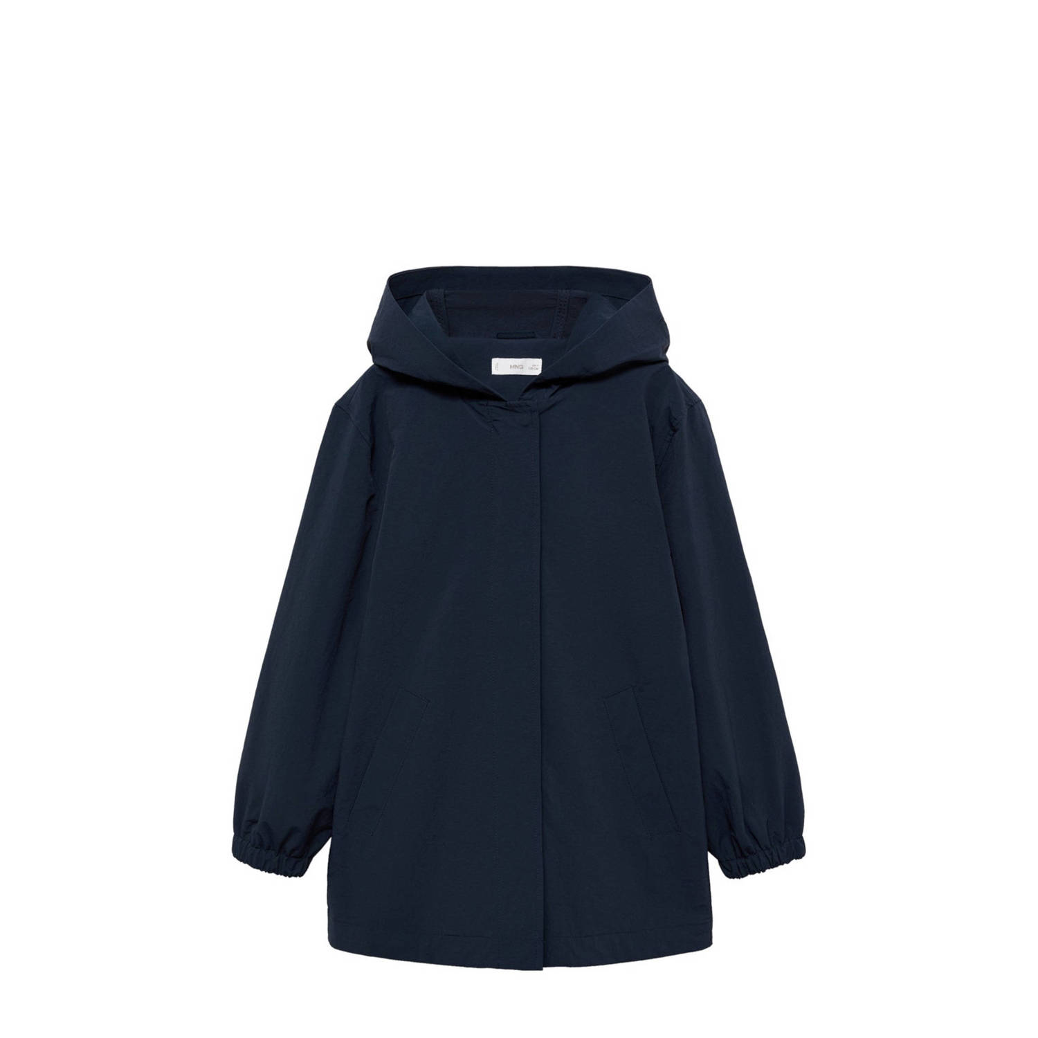 Mango Kids jas donkerblauw Meisjes Polyamide Capuchon Effen 152