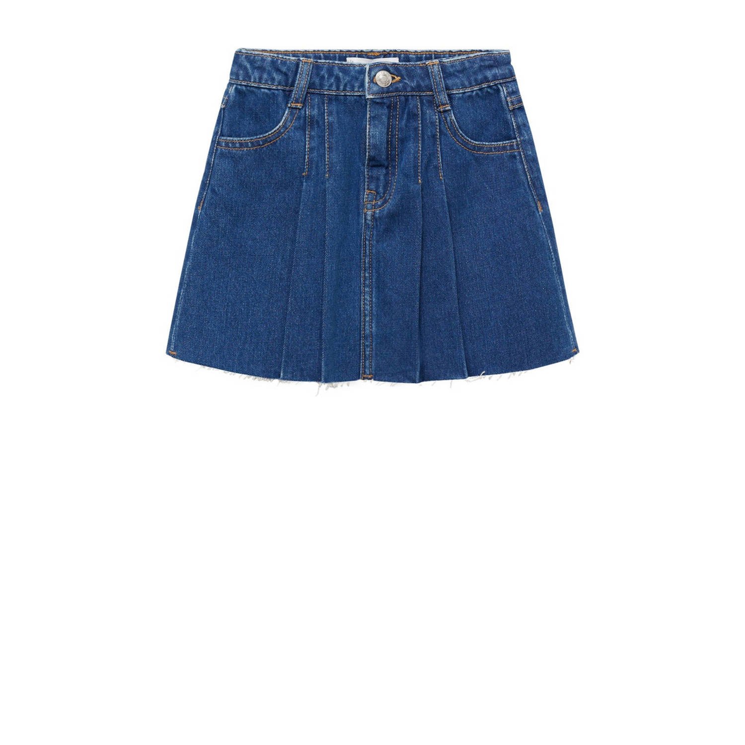 Mango Kids denim; spijkerrok medium blue denim Blauw Effen 116