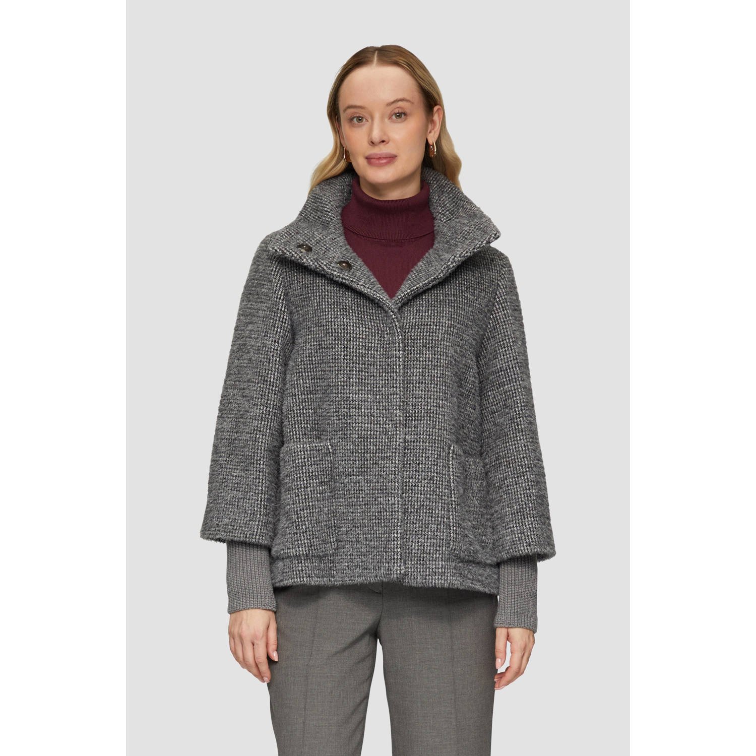 S.Oliver BLACK LABEL Relaxed fit jack met lange gebreide boordjes en twill voering