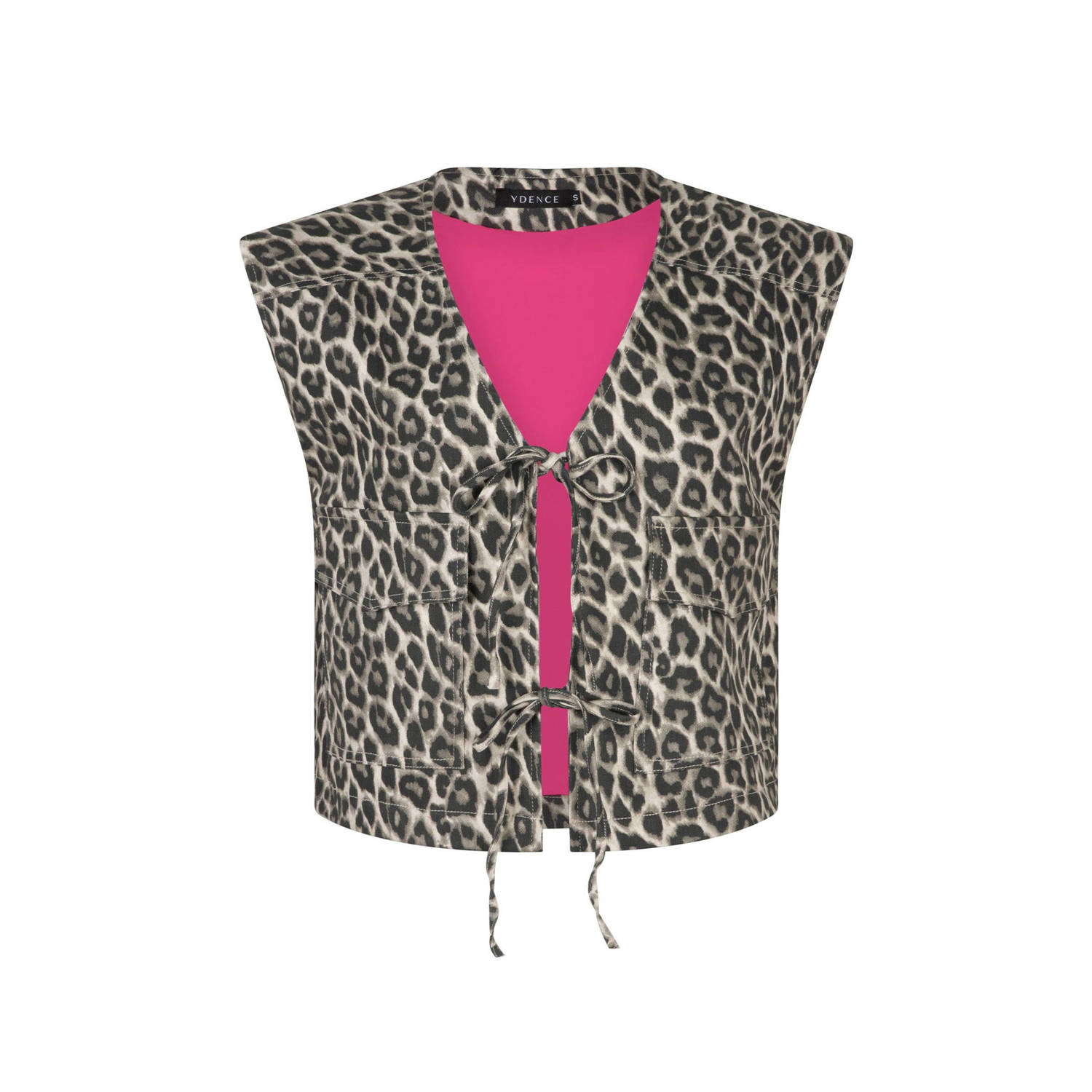 Ydence gilet Aiden met all over print beige zwart