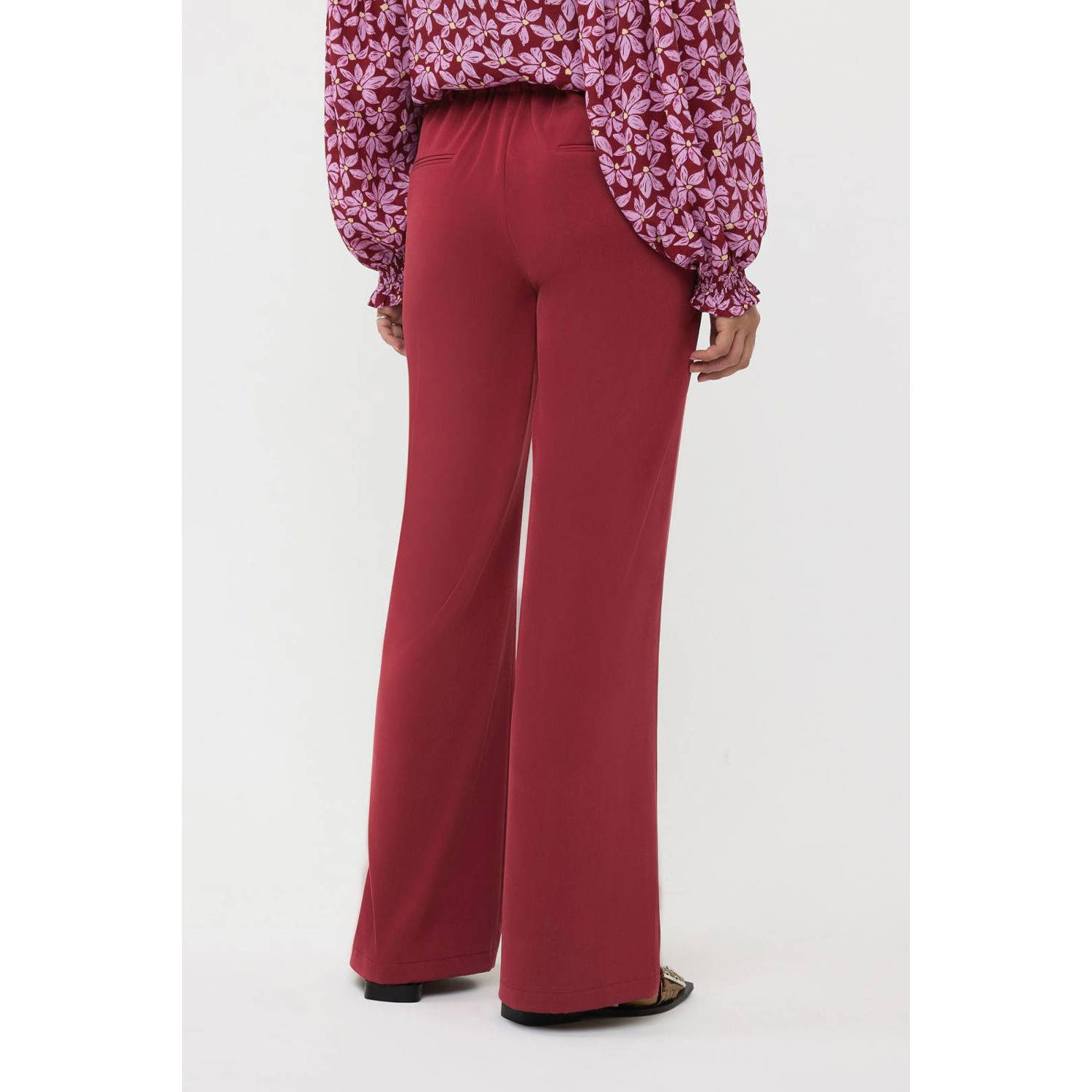 Ydence high waist wide leg pantalon Solange Tall donkerrood