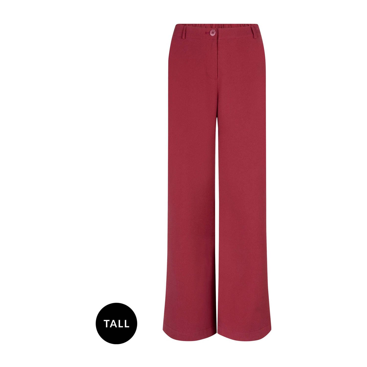 Ydence high waist wide leg pantalon Solange Tall donkerrood