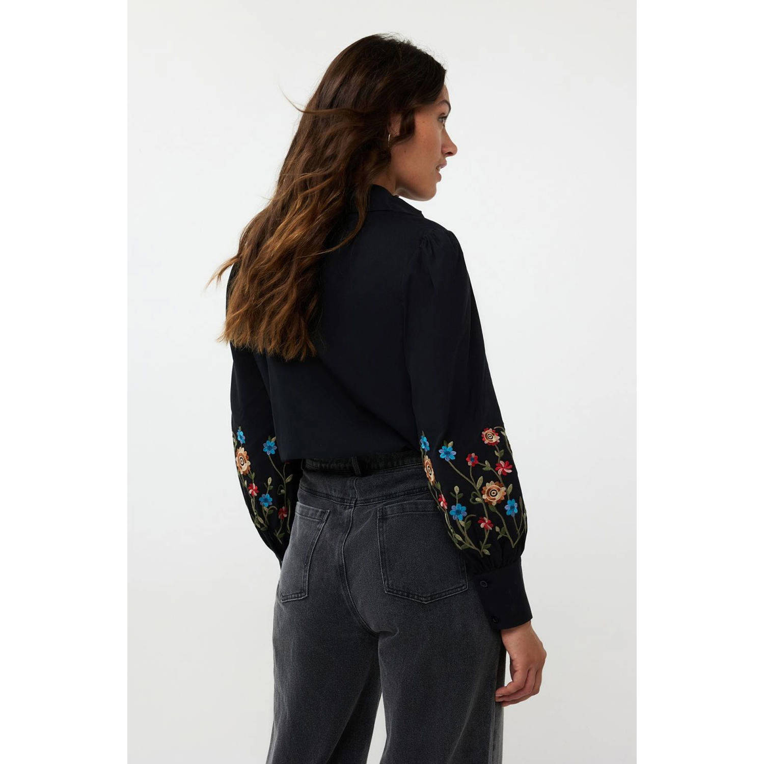 Ydence blouse Blossom zwart rood