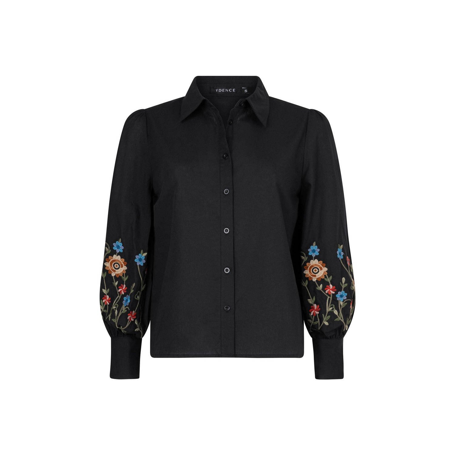 Ydence Bloemenblouse met lange mouwen Black Dames