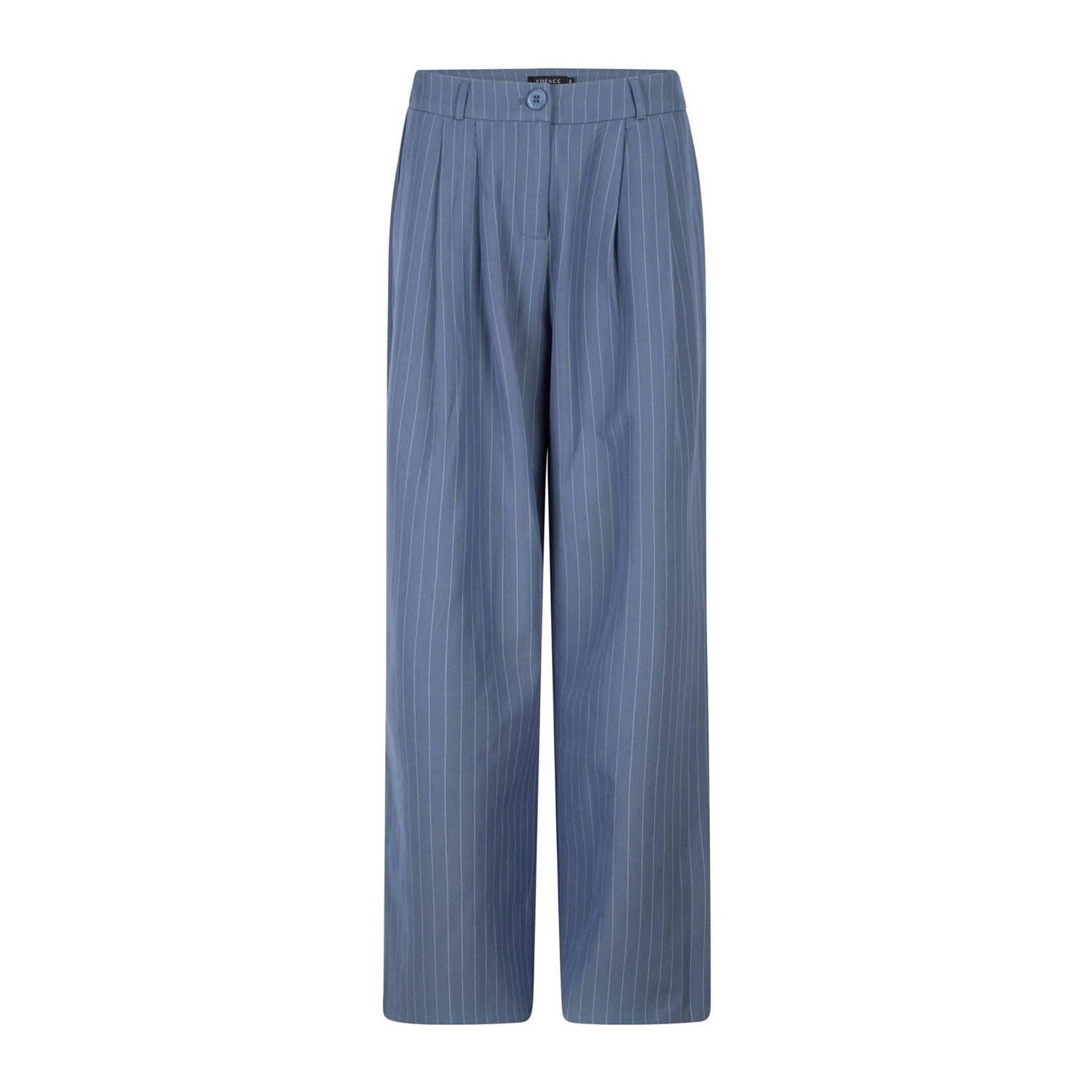 Ydence straight fit pantalon Riley met krijtstreep blauw