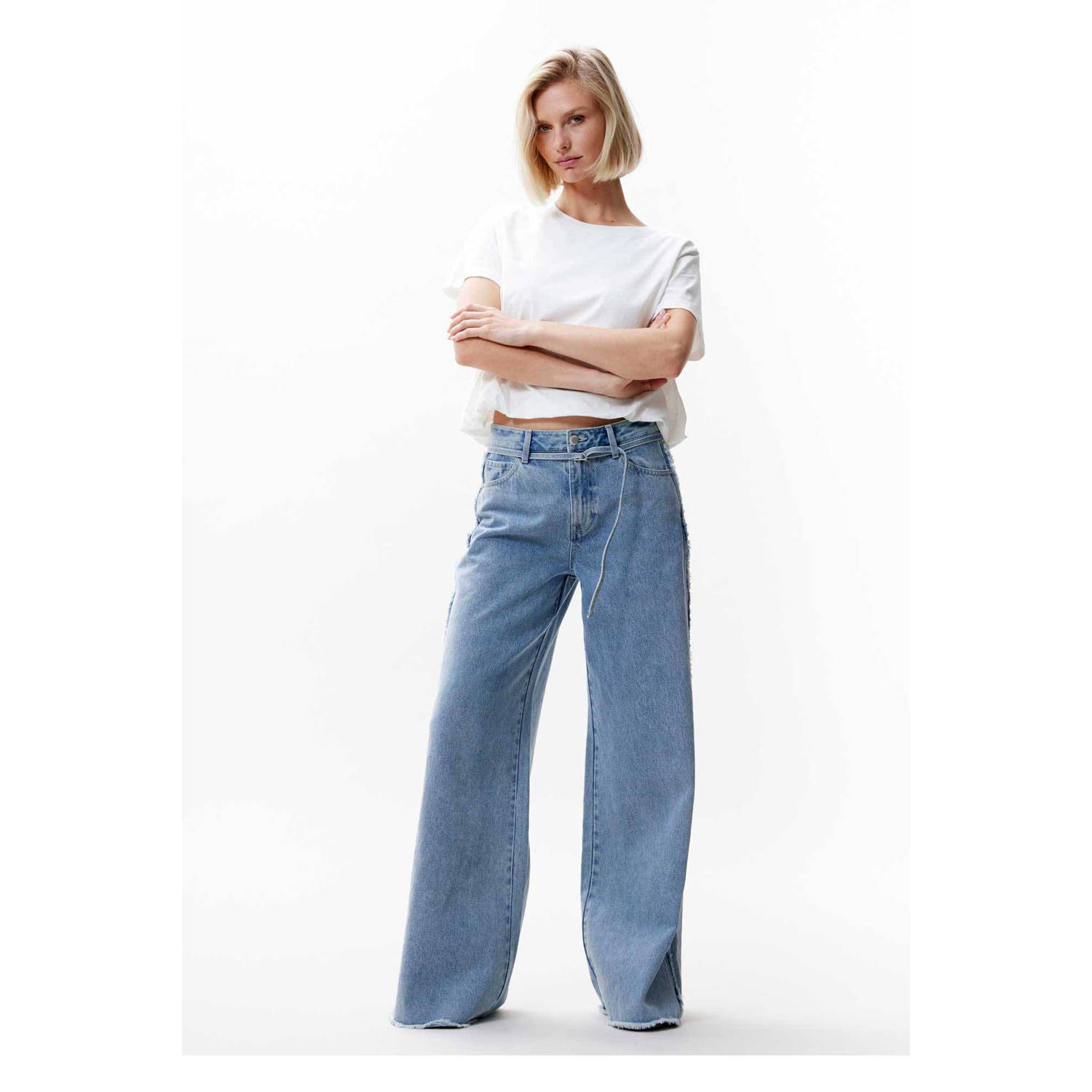 Catwalk Junkie high waist wide leg jeans medium blue denim