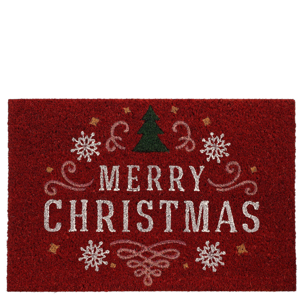 House of Seasons kerst deurmat rood (L60xB40xH1,5cm)