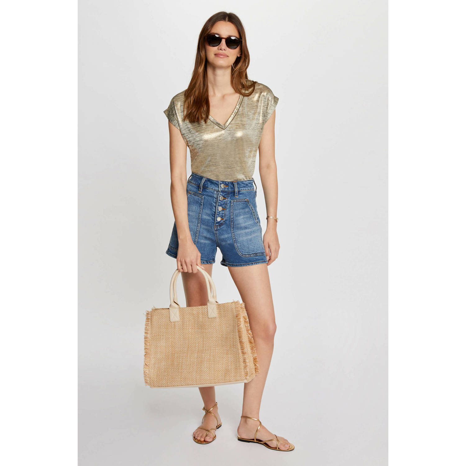 Morgan gemêleerde top beige