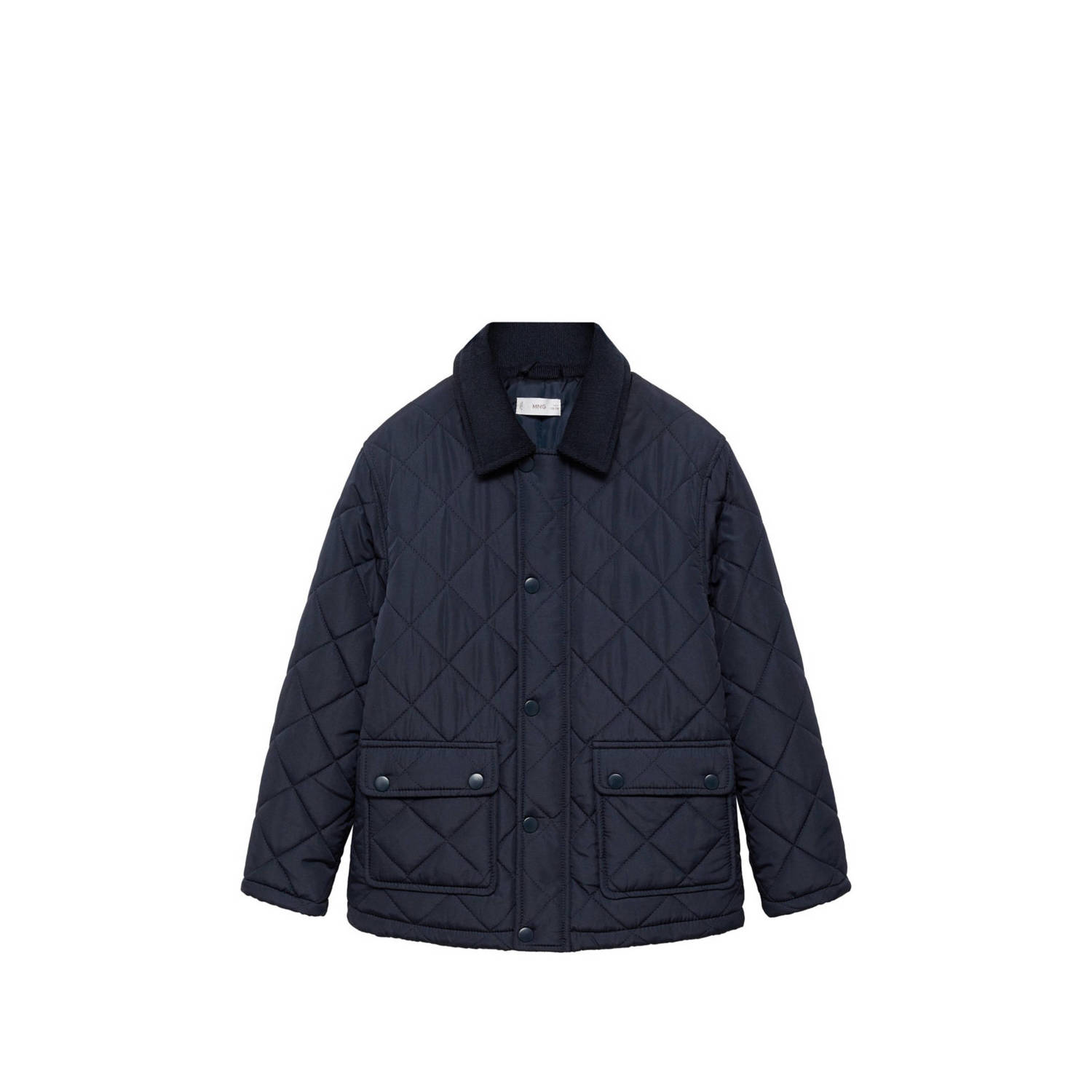 Mango Kids quilted gewatteerde winterjas donkerblauw