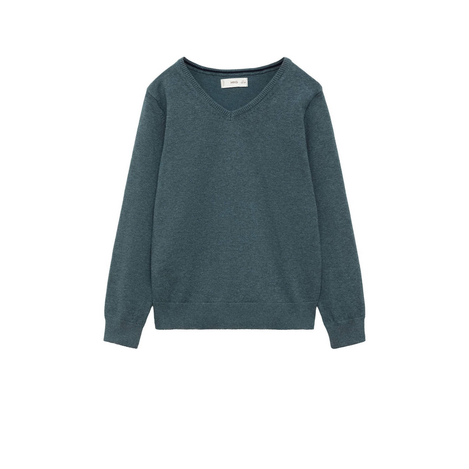 Mango Kids pullover groen Trui Meisjes Katoen V-hals Effen 128