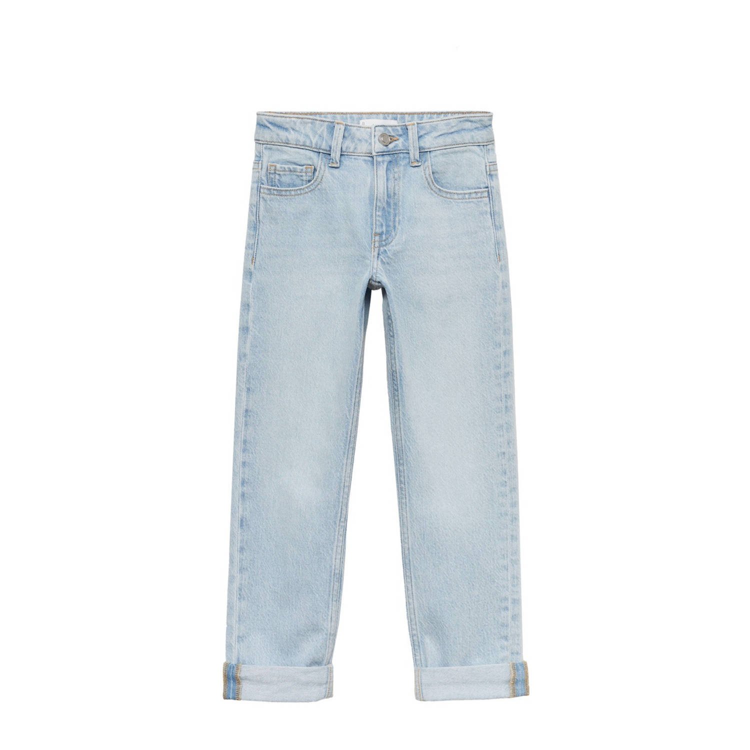 Mango Kids straight fit jeans changeant blauw Jongens Denim Effen 116