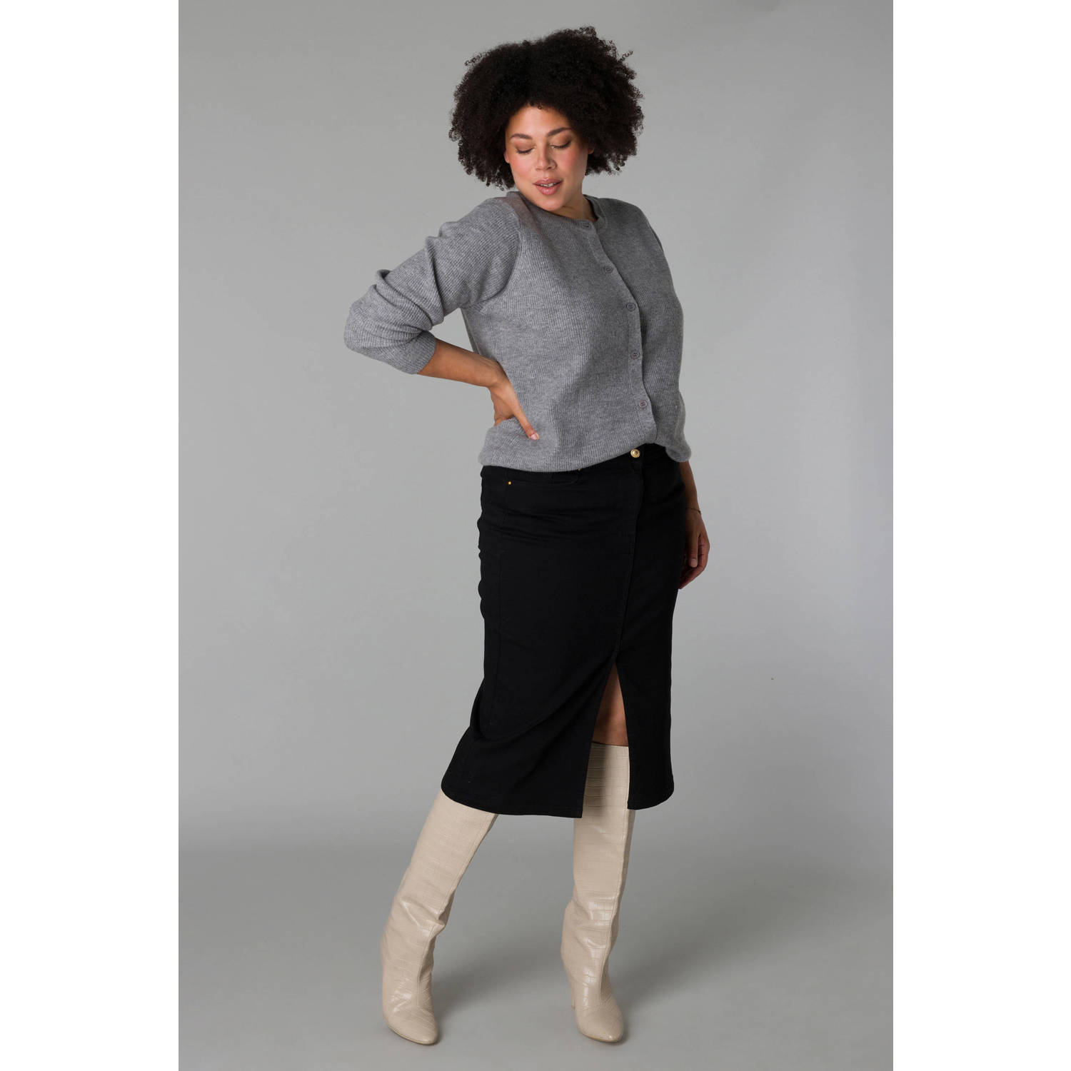 Yesta denim spijkerrok black denim