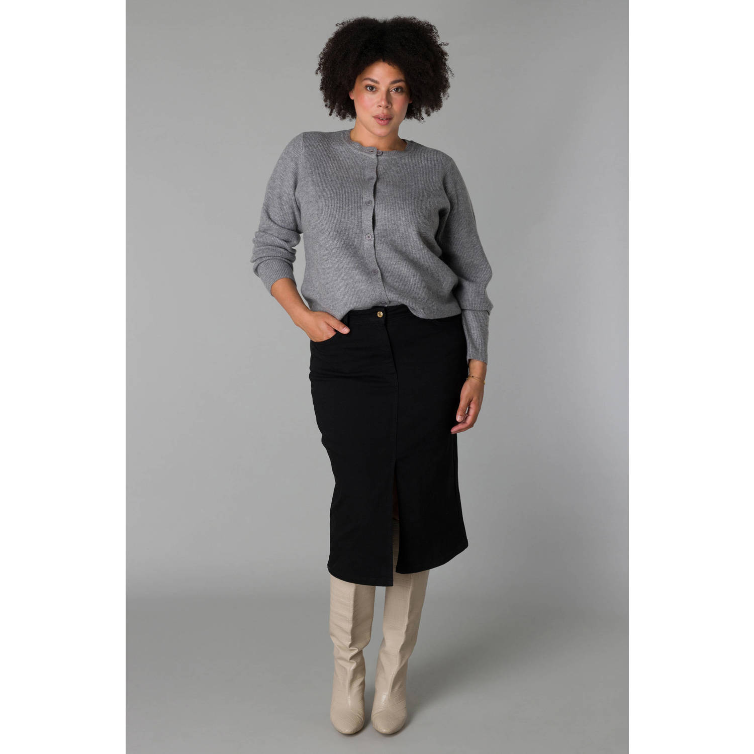 Yesta denim spijkerrok black denim