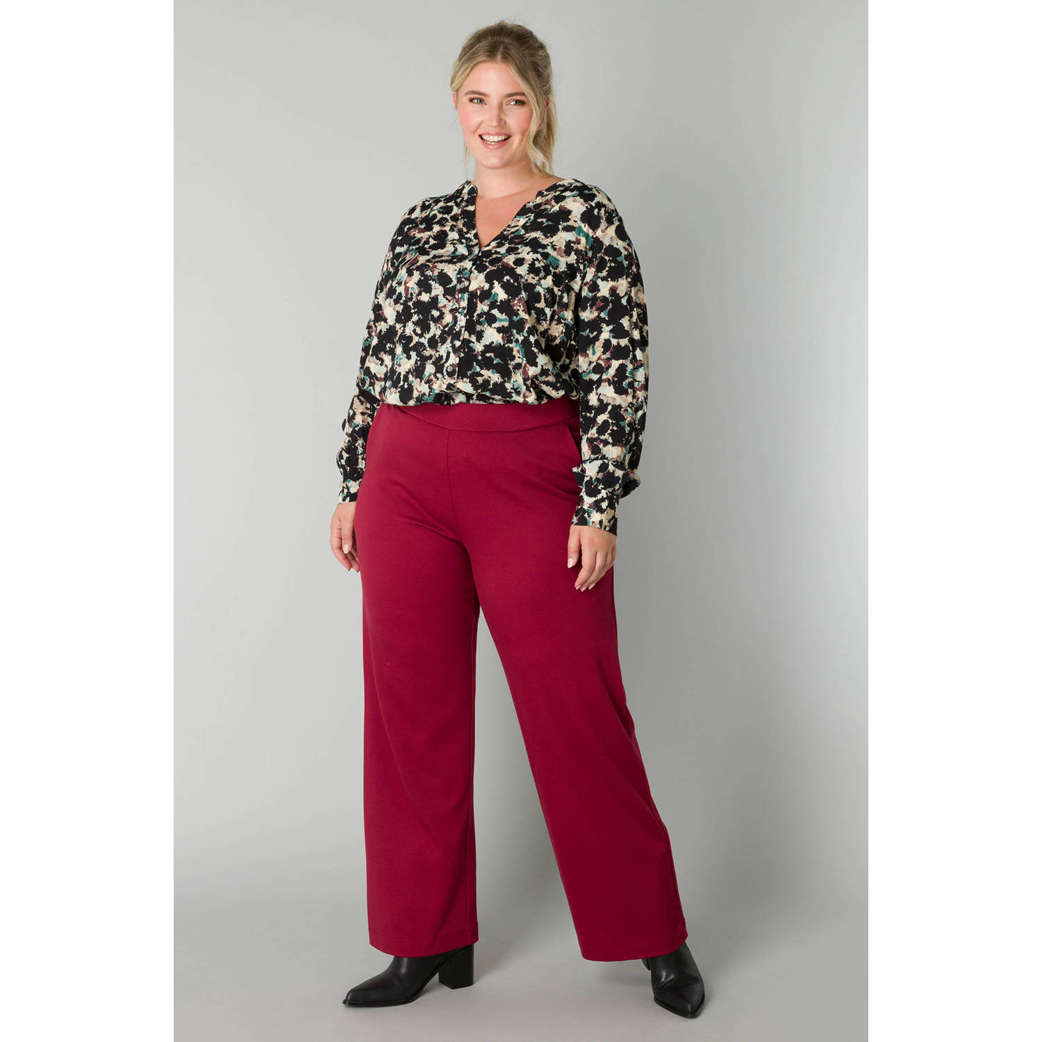 Yesta straight fit broek fuchsia