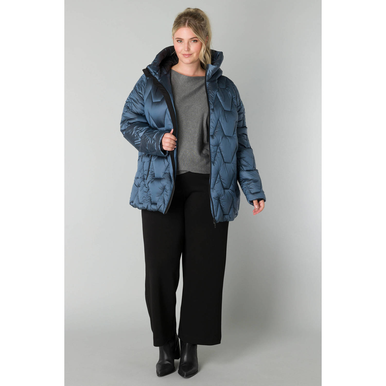 Yest gewatteerde winterjas donkerblauw