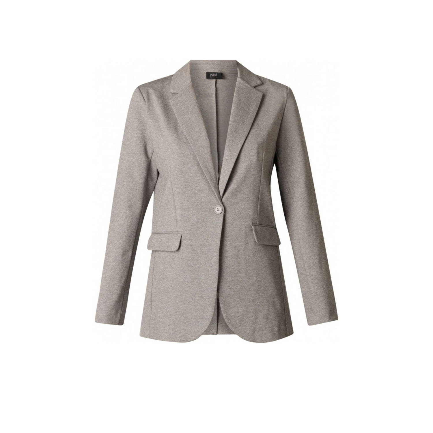 Yesta rechtvallende blazer lichtgrijs