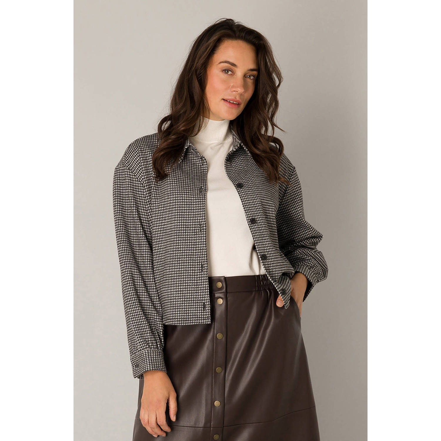 Yest vest met pied-de-poule black ecru