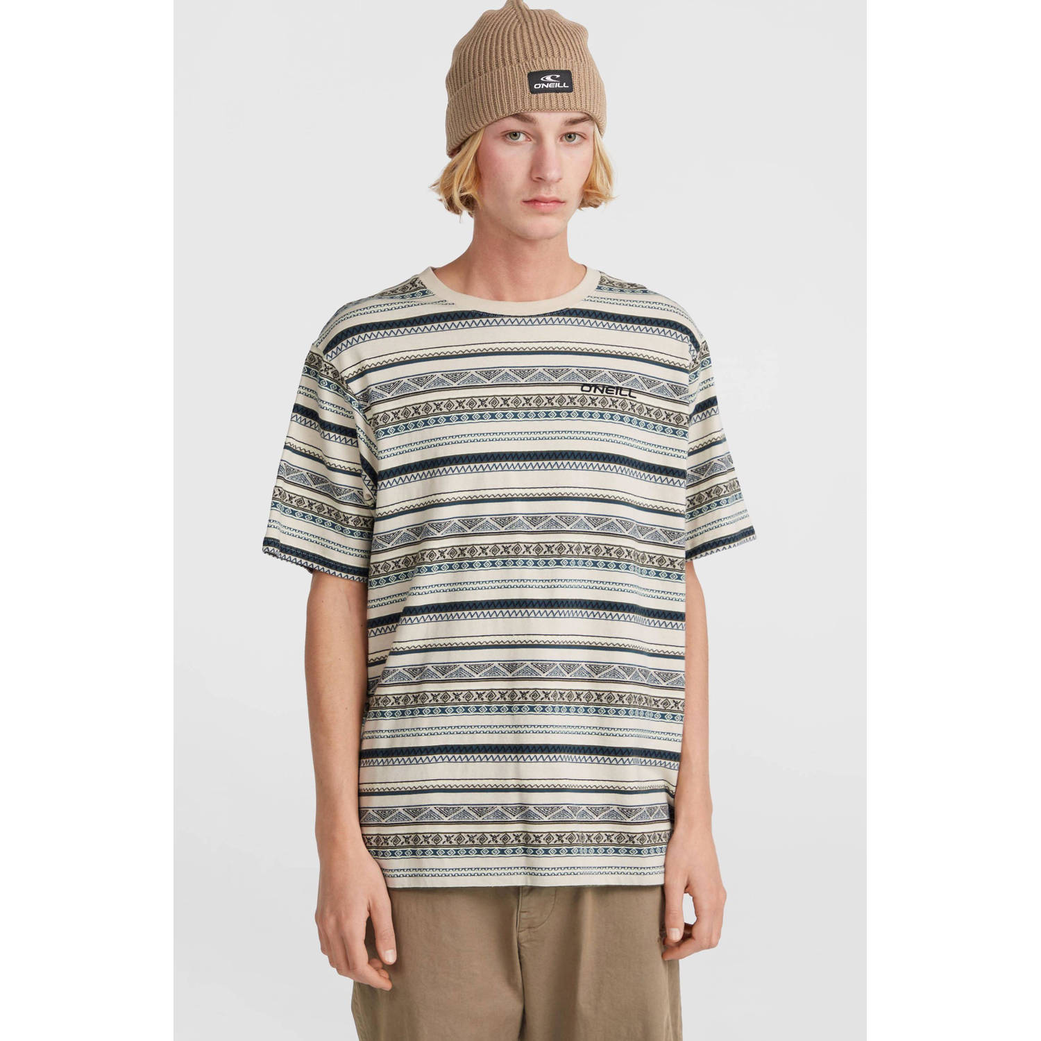 O'Neill gestreept regular fit T-shirt grey ikat stripe