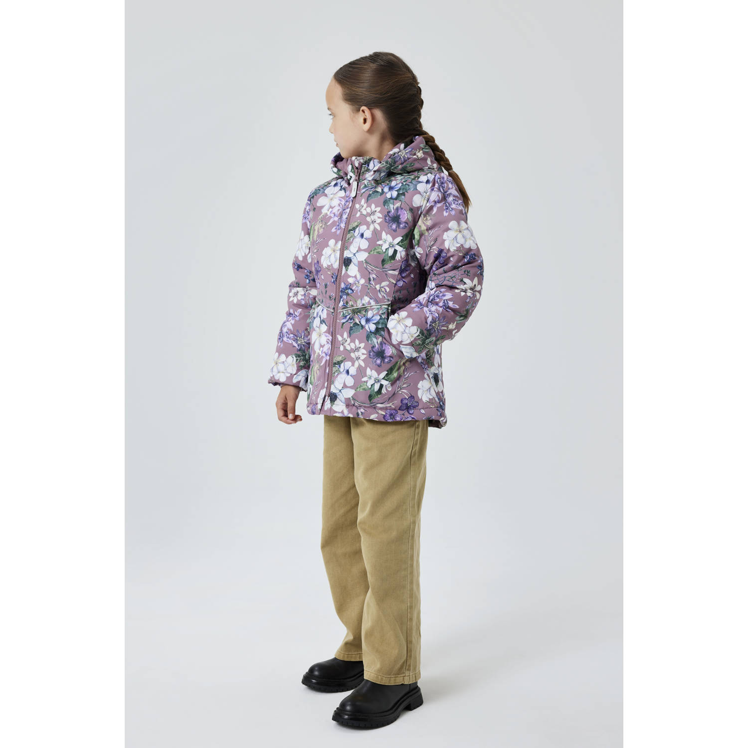 NAME IT KIDS gebloemde tussenjas NKFMAXI lila multicolor
