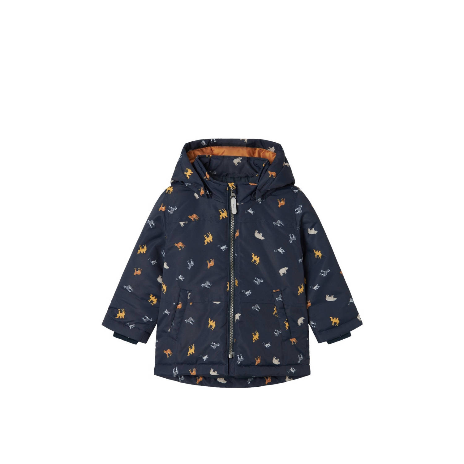 NAME IT MINI winterjas met all over print donkerblauw