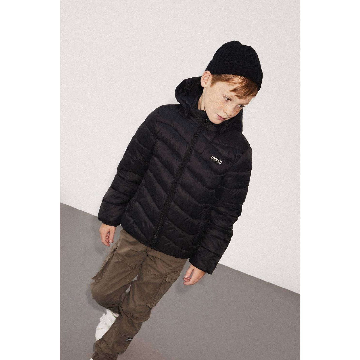 NAME IT KIDS gewatteerde winterjas NKMMONAY zwart